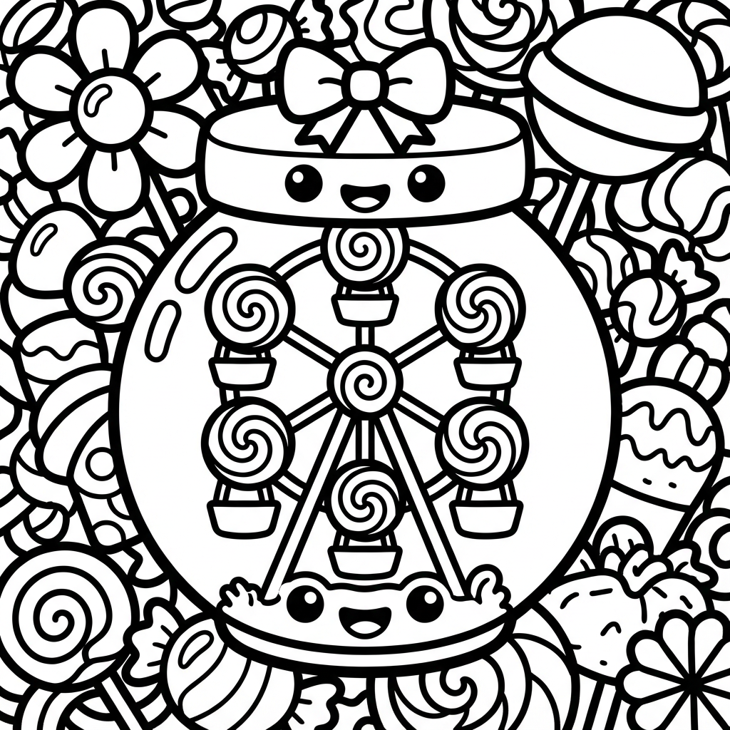 Flying kite inside a glass bottle, a simple thick line art design.